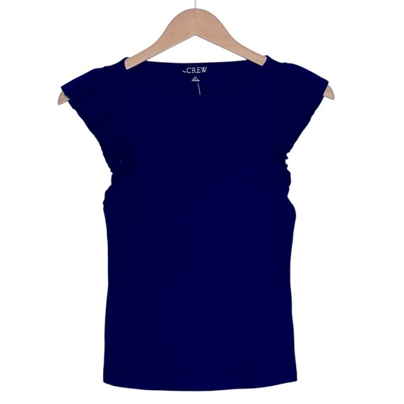 NEW J. CREW Vintage rib ruffle boatneck tank top in navy blue Size XS - Picture 4 of 8